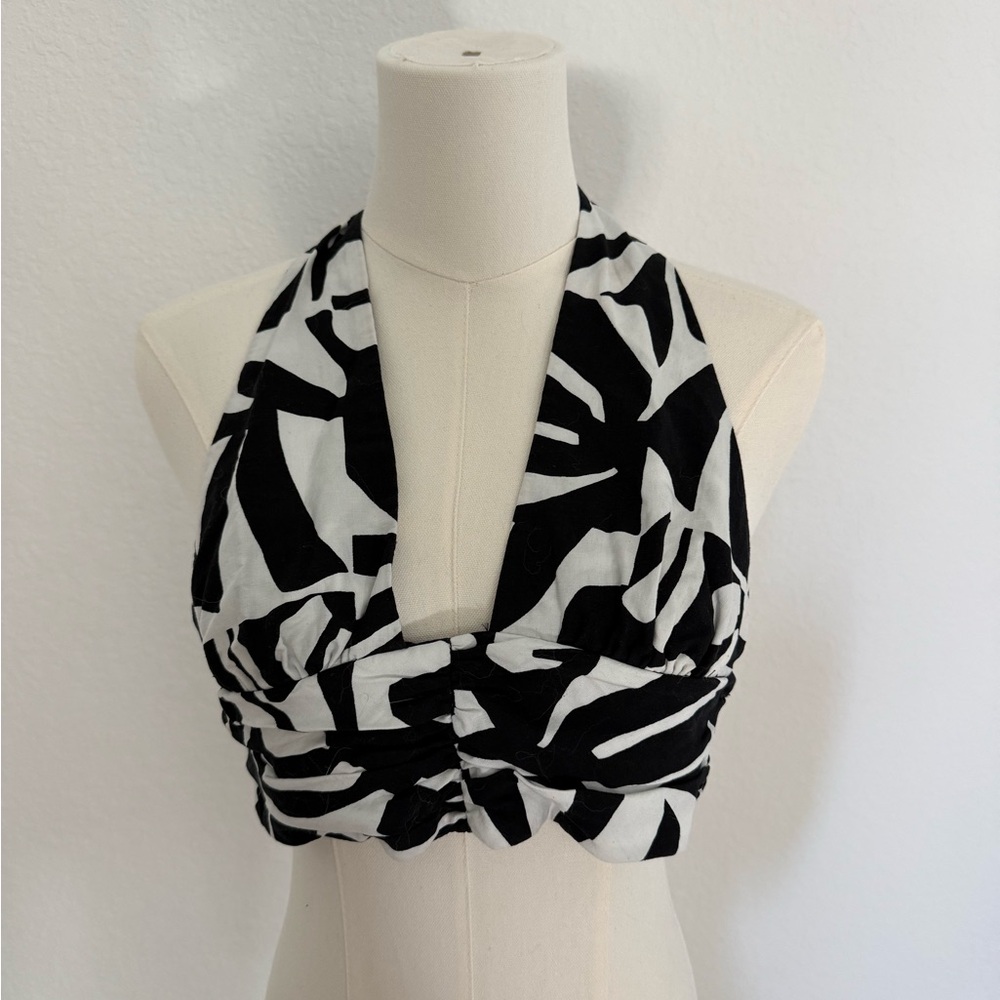 Zara Monochrome Abstract Crop Top